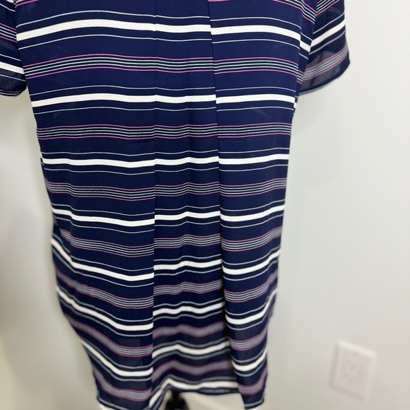 Pleione Dark Blue Stripe Short Sleeve Top (S) - Picture 6 of 8